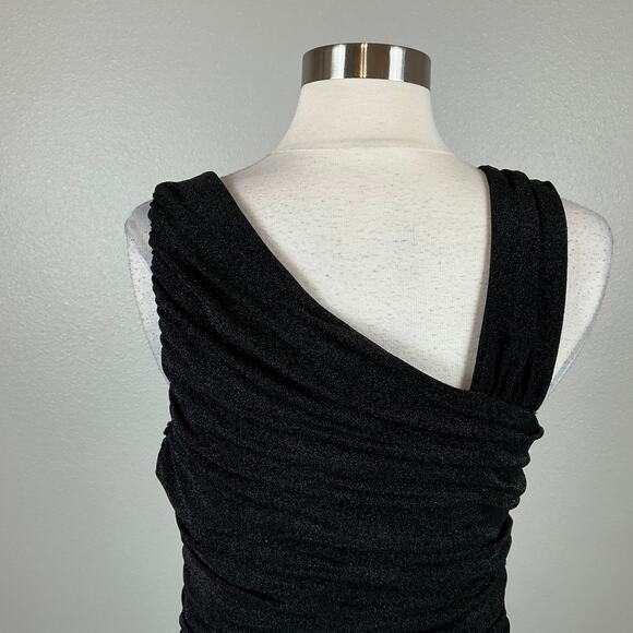 DKNY Sparkly Knit Sleeveless Ruched Long A-Line Formal Gown Black Size 10 - Picture 8 of 12